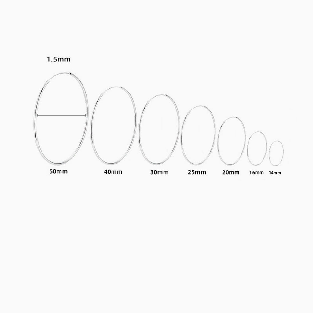 Classic Slim Hoop Earrings - Silver