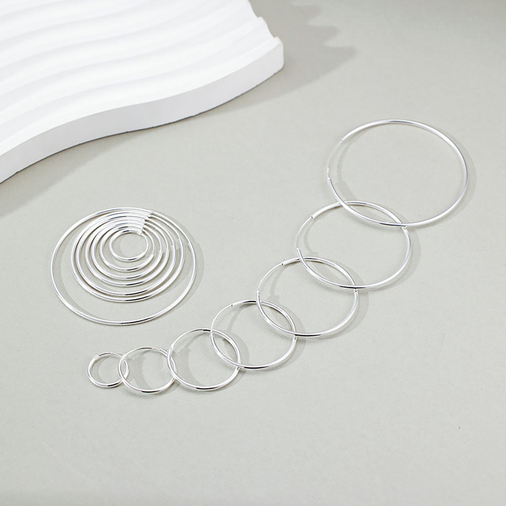 Classic Slim Hoop Earrings - Silver