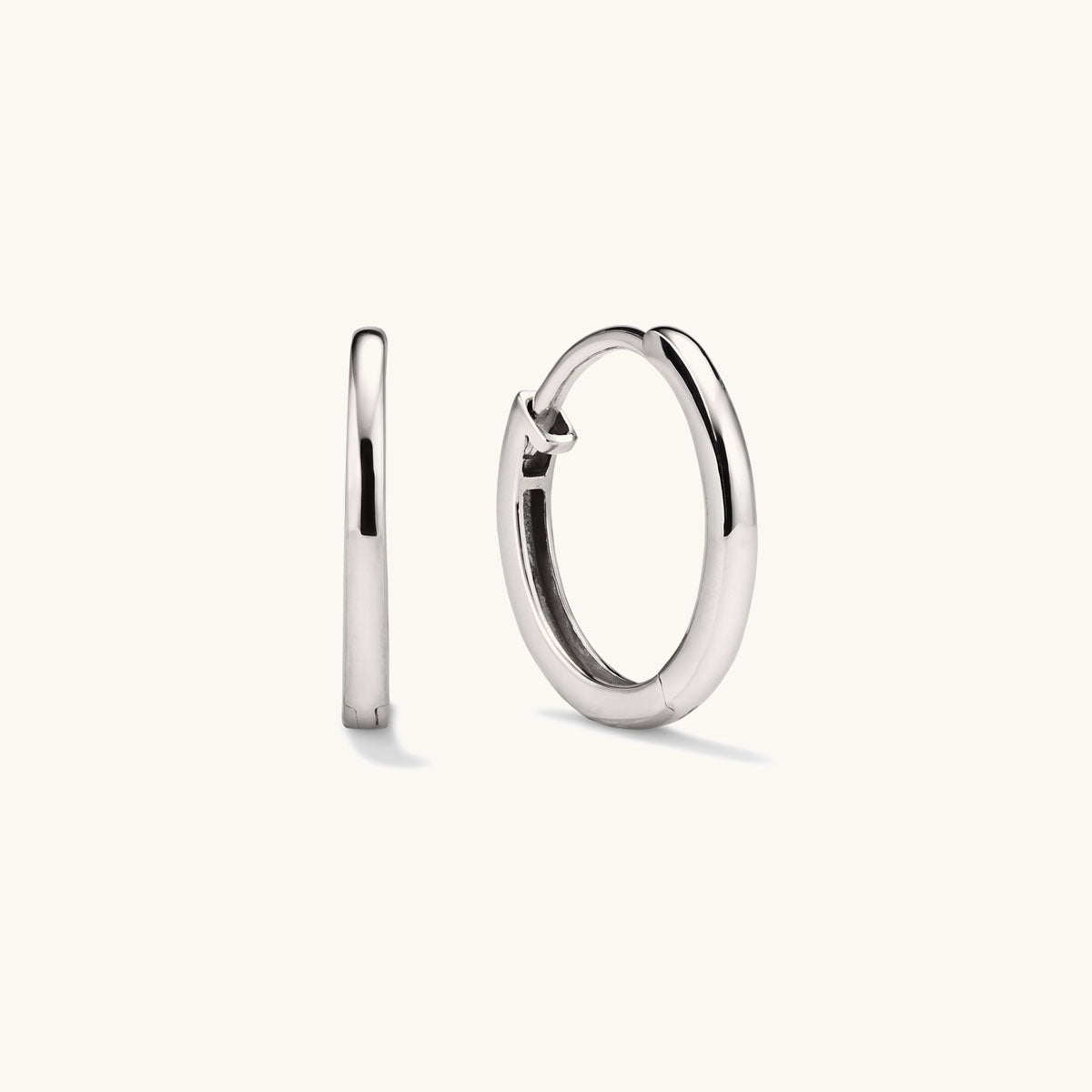 Classic Slim Huggie Hoop Earrings - Silver