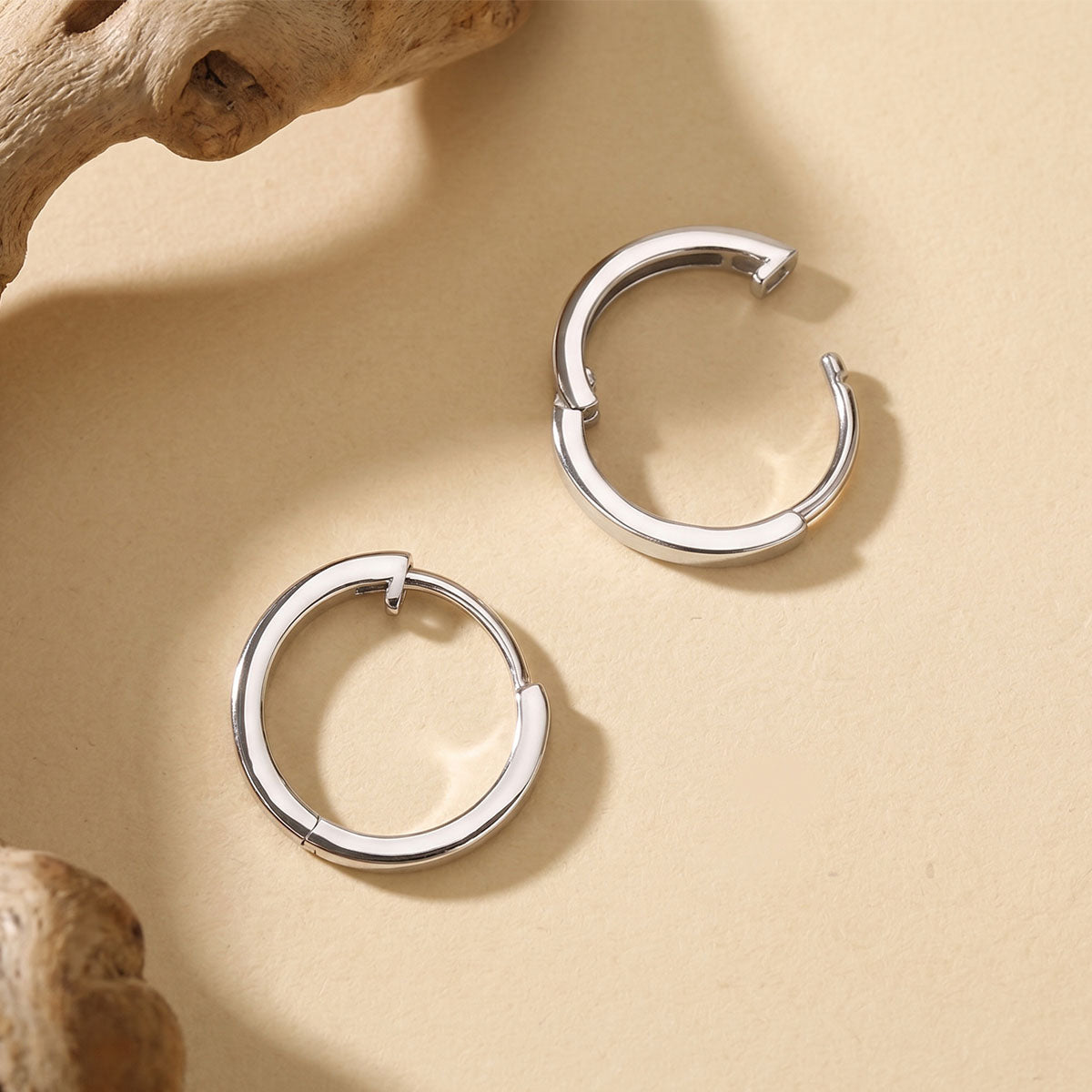 Classic Slim Huggie Hoop Earrings - Silver