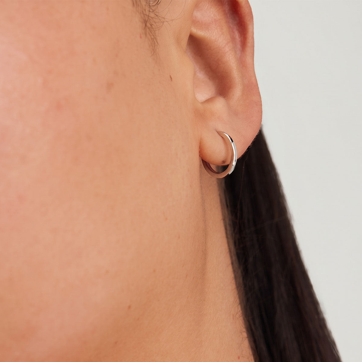 Classic Slim Huggie Hoop Earrings - Silver