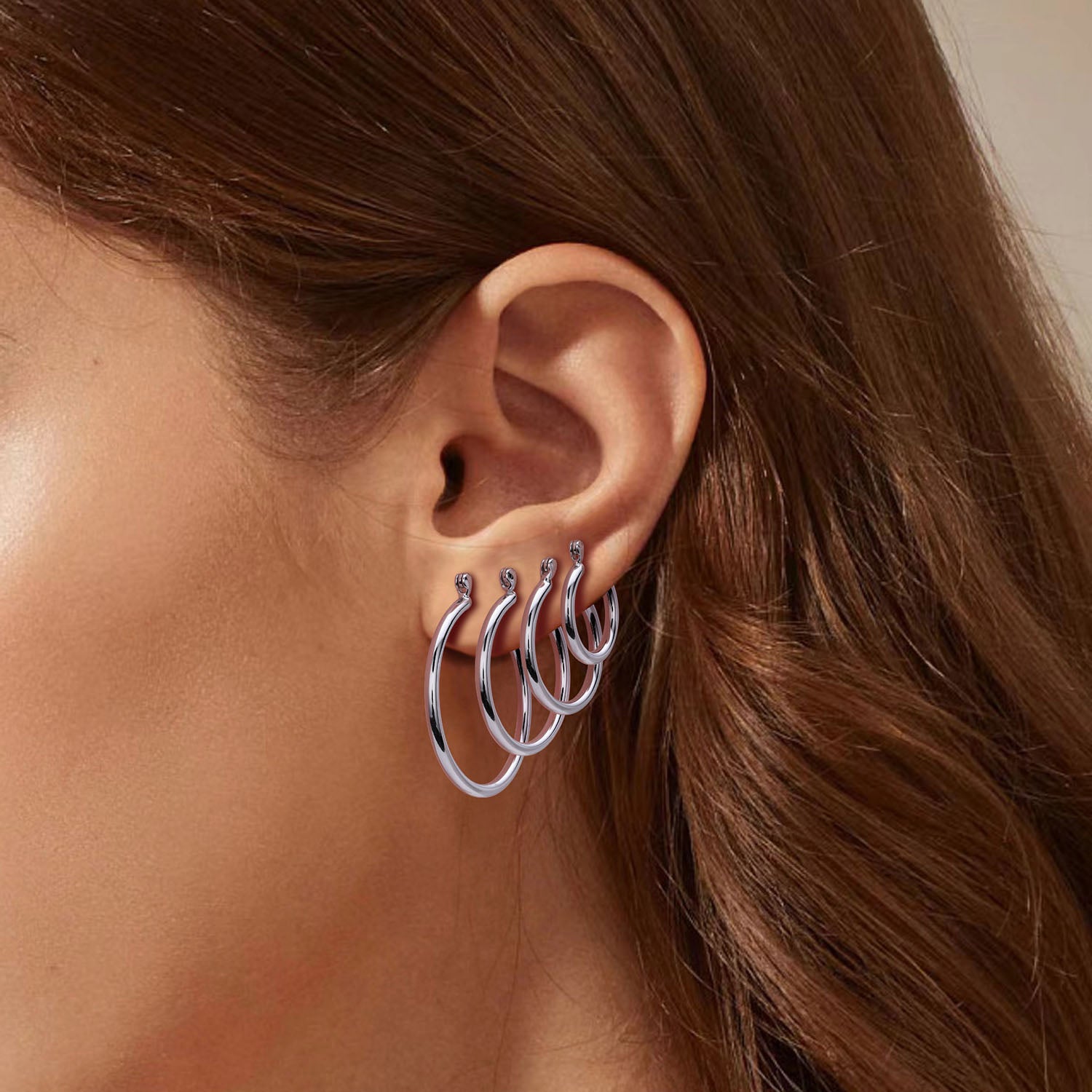 Classic Tube Hoop Earrings - Silver