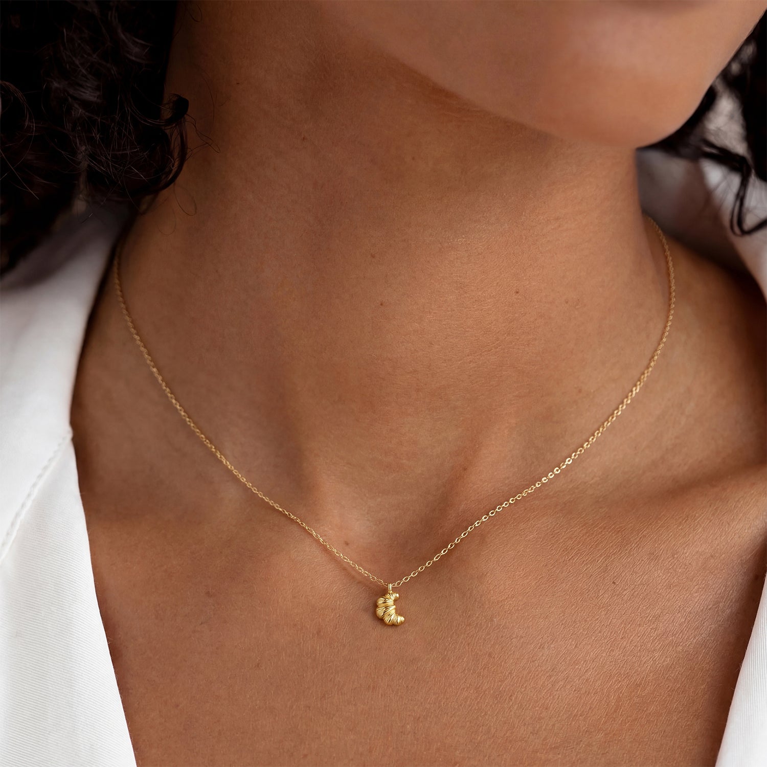 Croissant Pendant Necklace - Gold