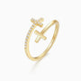 Cross Diamond Open Wrap Ring - Gold