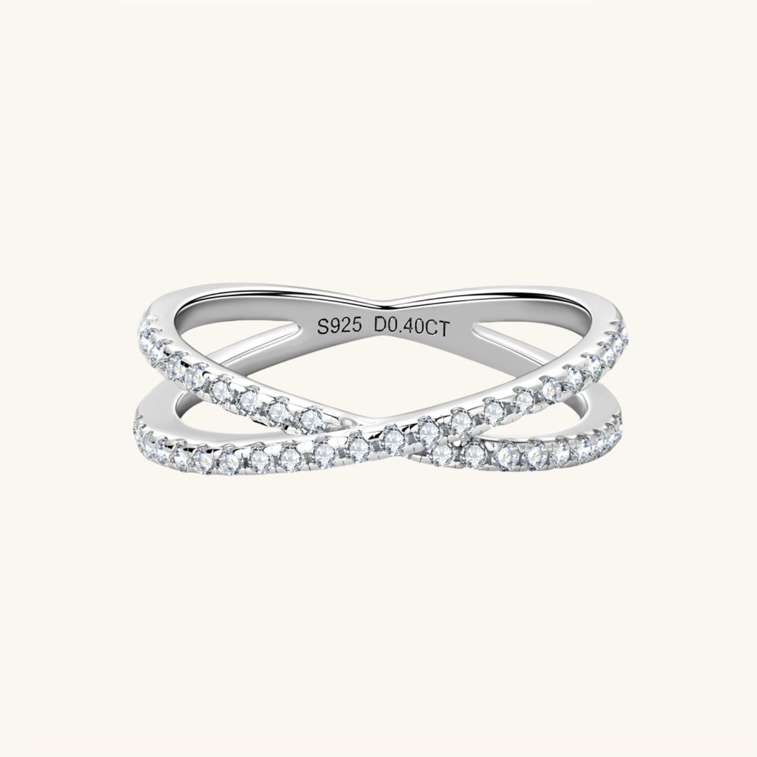 Crossover Moissanite Half Eternity Ring - Silver