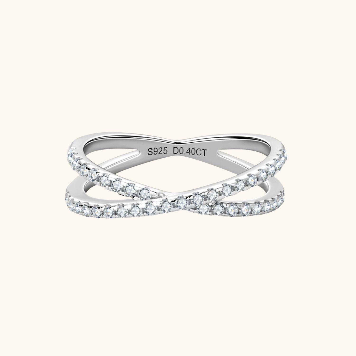 Crossover Moissanite Half Eternity Ring - Silver