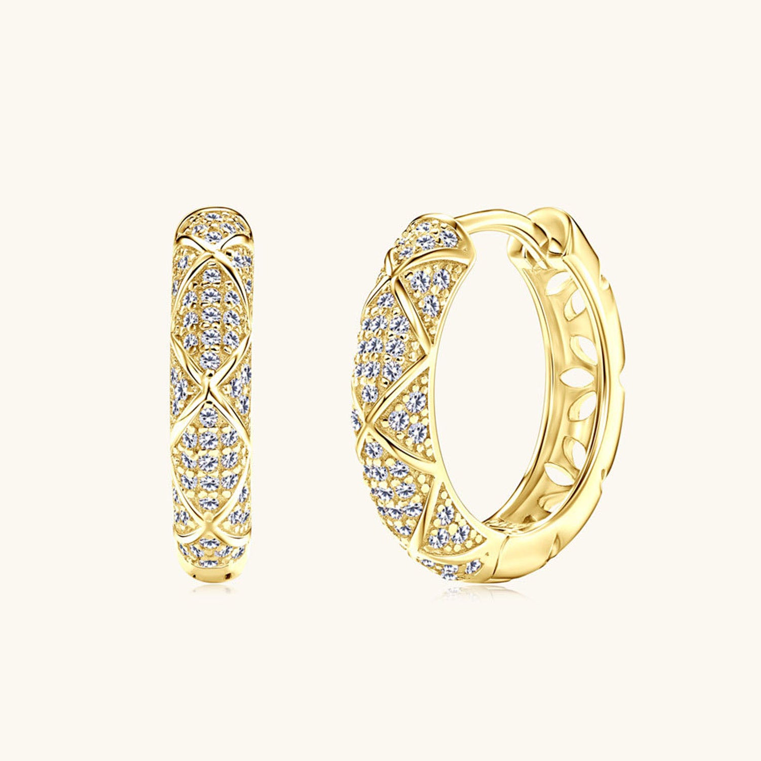 Crossover Moissanite Hoop Earrings - Gold
