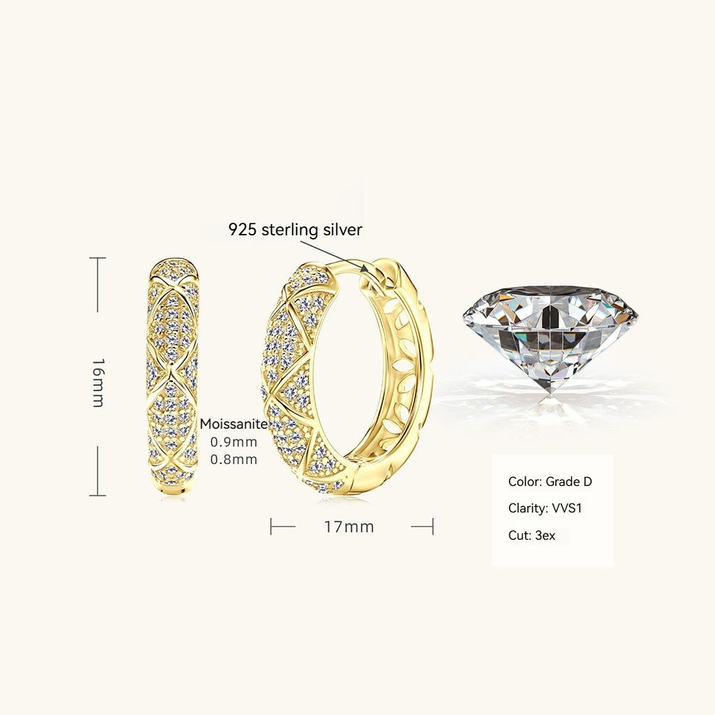 Crossover Moissanite Hoop Earrings - Gold