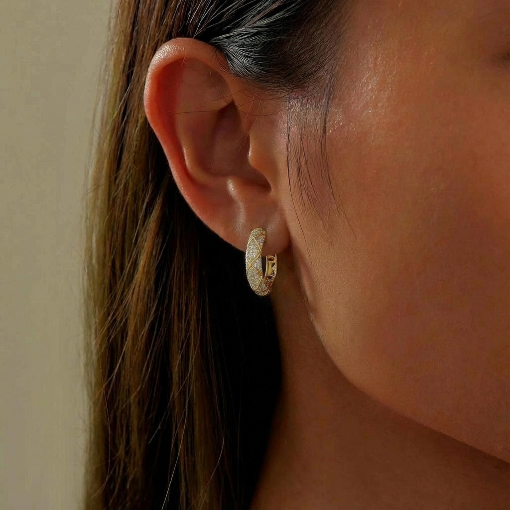Crossover Moissanite Hoop Earrings - Gold