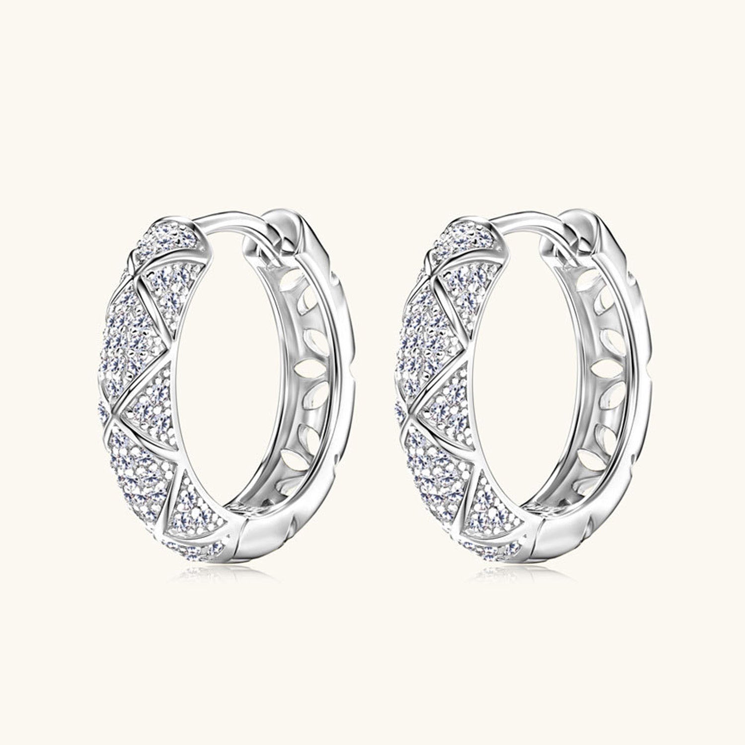Crossover Moissanite Hoop Earrings - Silver