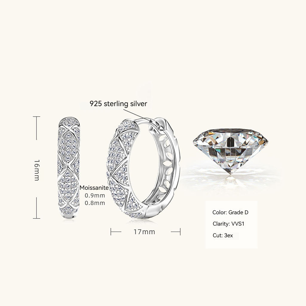 Crossover Moissanite Hoop Earrings - Silver