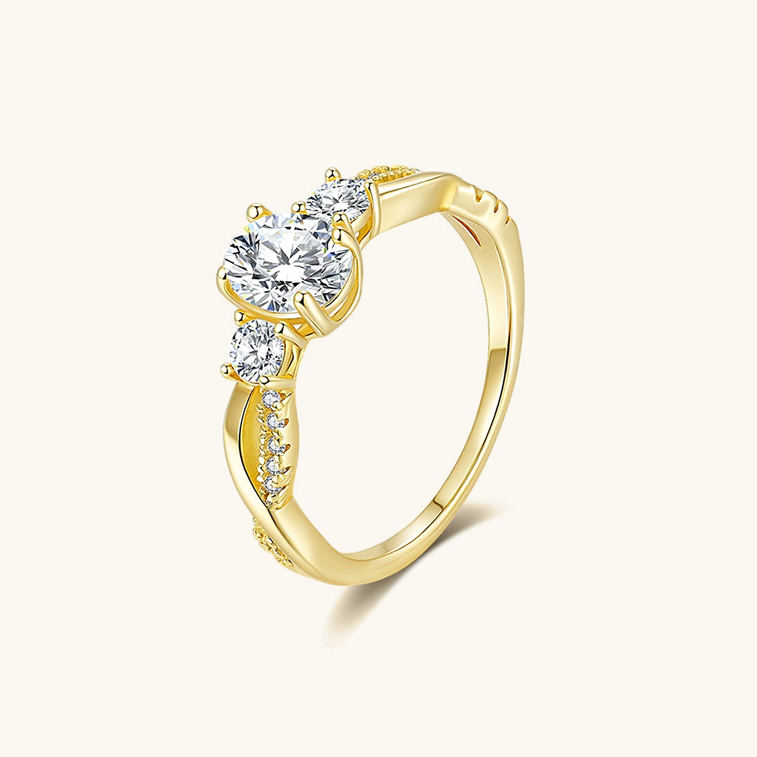 Crossover Moissanite Three Stone Ring - Gold