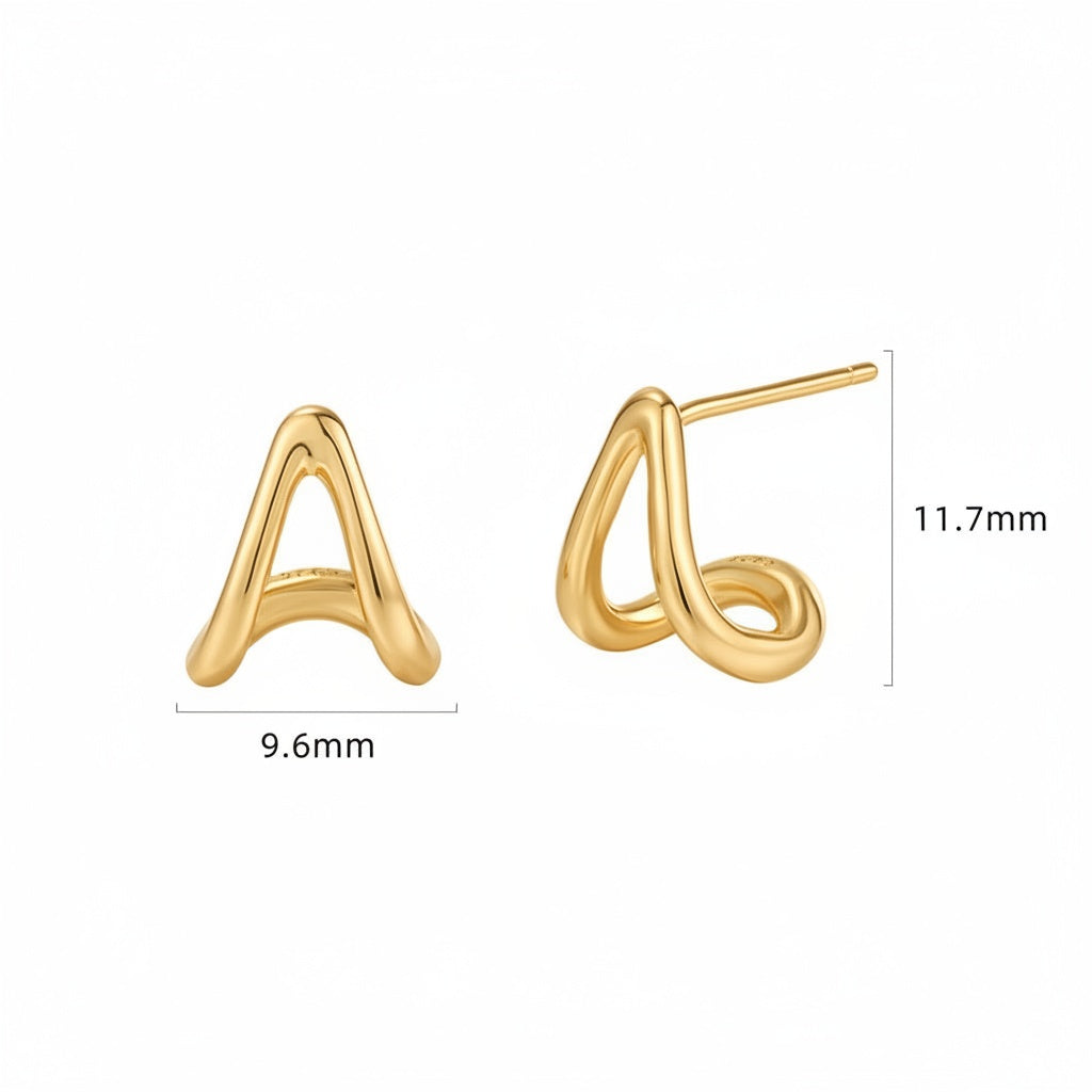 Curved Hoop Earrings - Gold