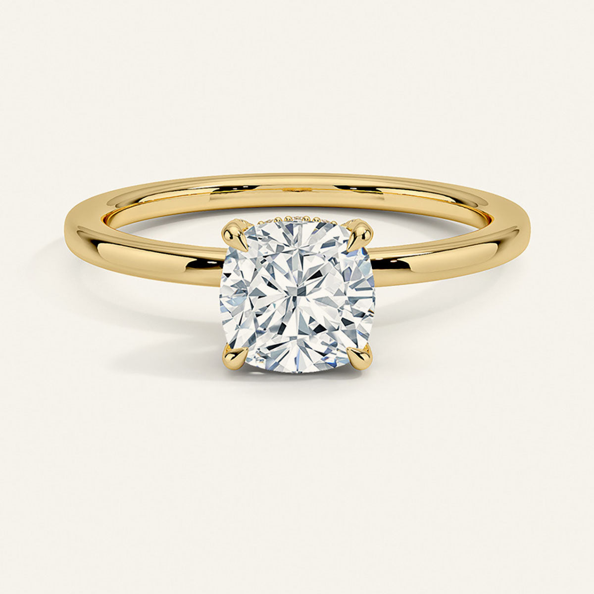 Cushion Moissanite Solitaire Ring - Gold
