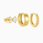Cute 3 Piece Diamond Huggie Hoop Earring Bundles - Gold