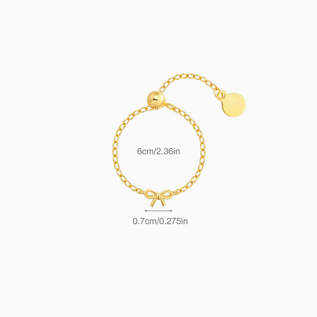 Cute Bow Chain Ring - Gold