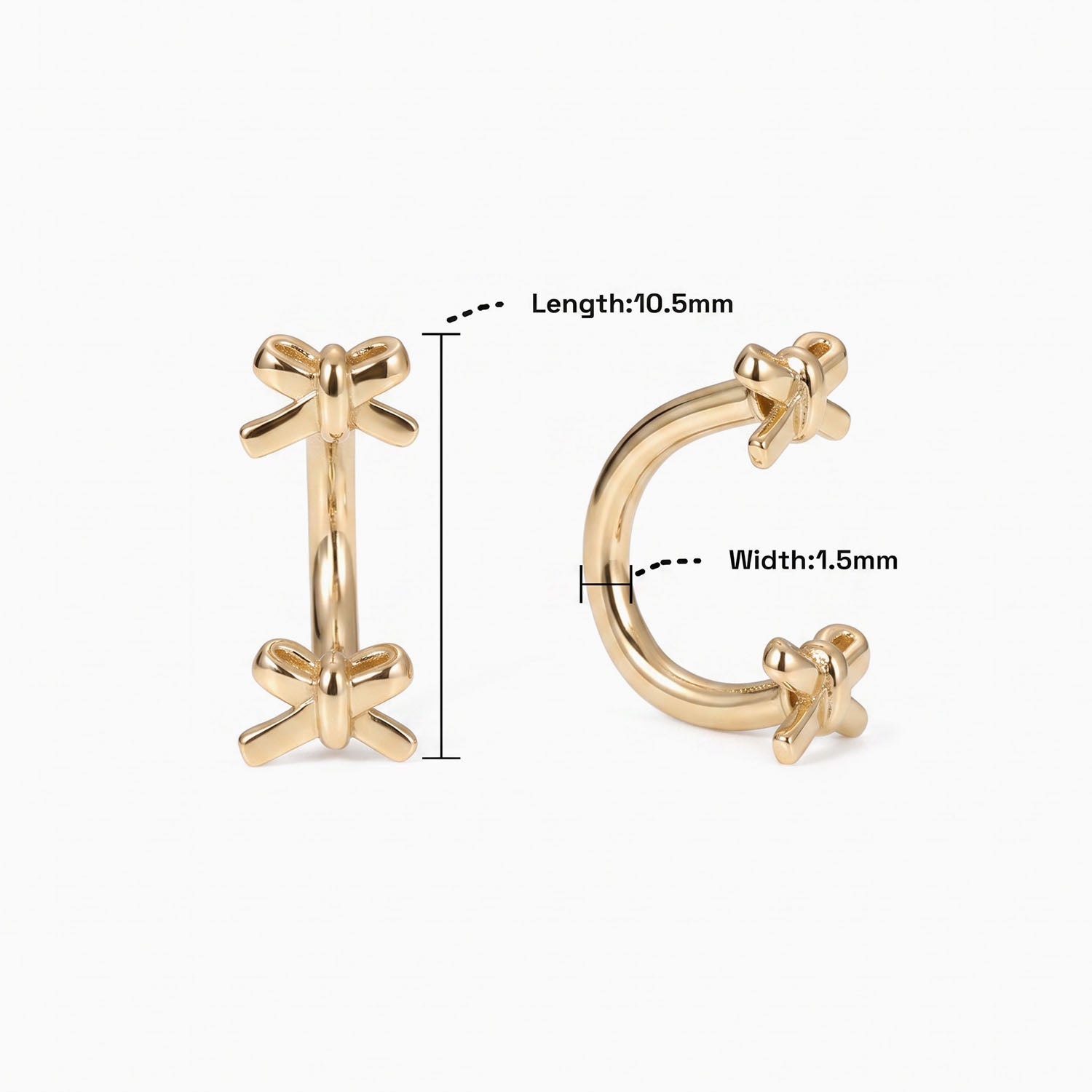 Cute Bowknot U Hoop Huggie Earrings - Gold