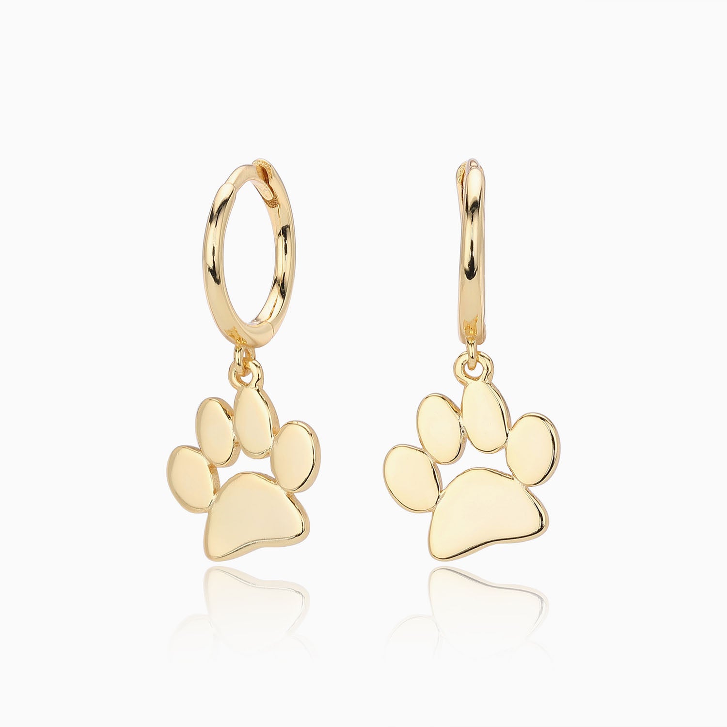 Cute Dog Paw Drop Huggie Hoop Earrings - Gold