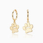 Cute Dog Paw Drop Huggie Hoop Earrings - Gold