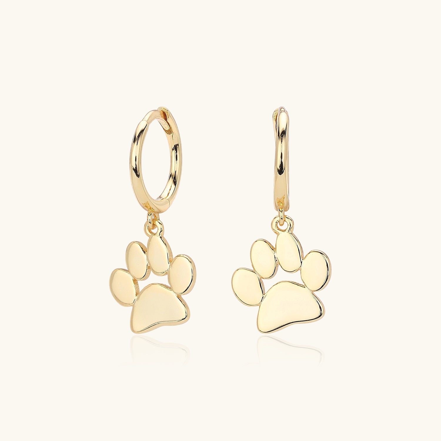 Cute Dog Paw Drop Huggie Hoop Earrings - Gold