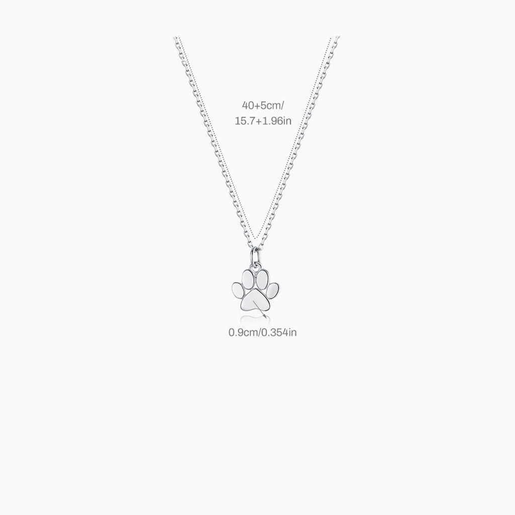 Cute Dog Paw Pendant Necklace - Silver