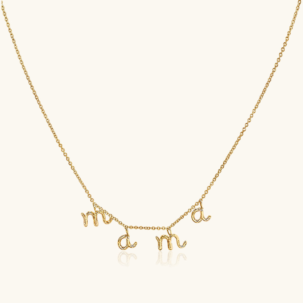 Cute Mama Spaced Necklace - Gold