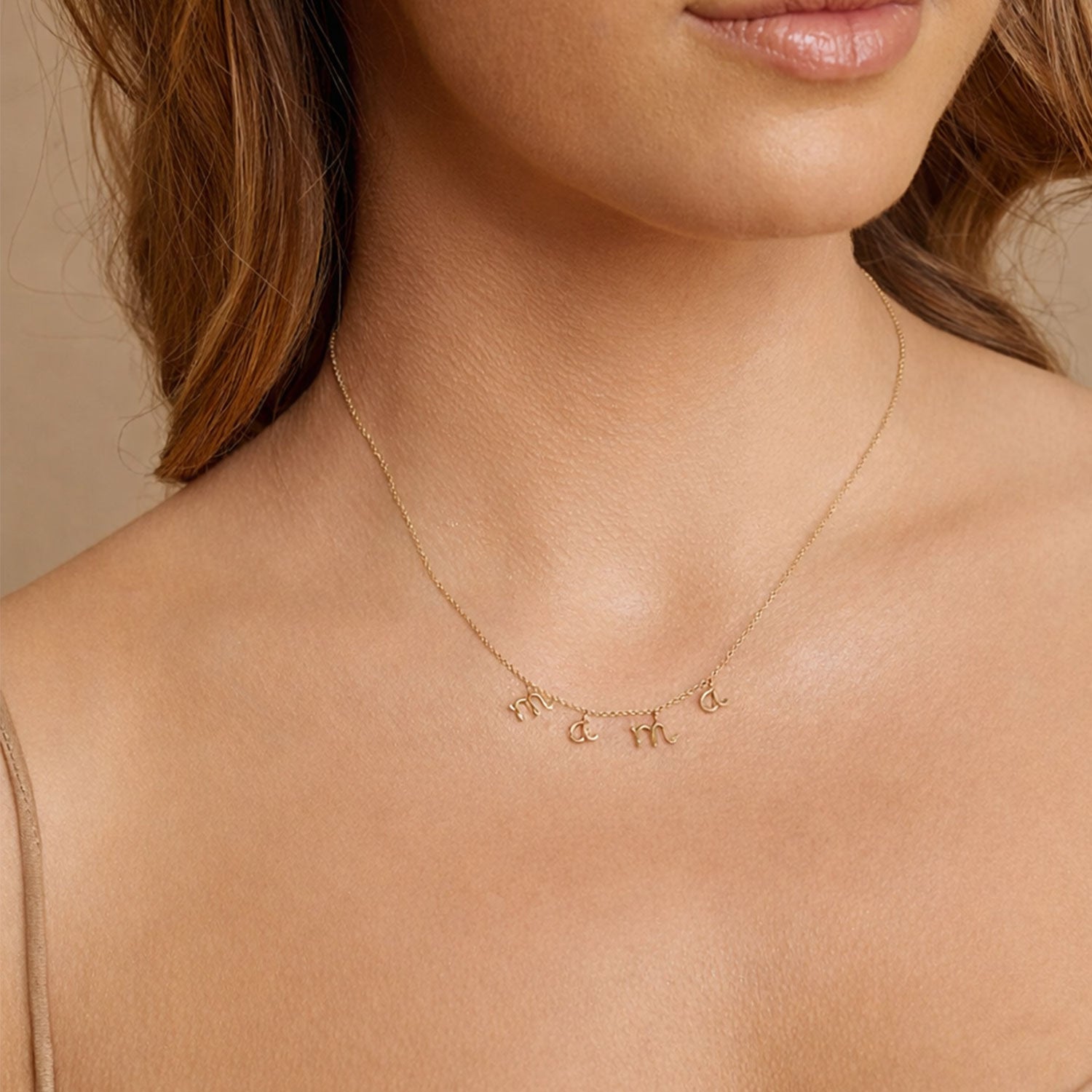 Cute Mama Spaced Necklace - Gold