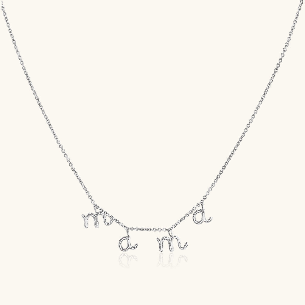 Cute Mama Spaced Necklace - Silver