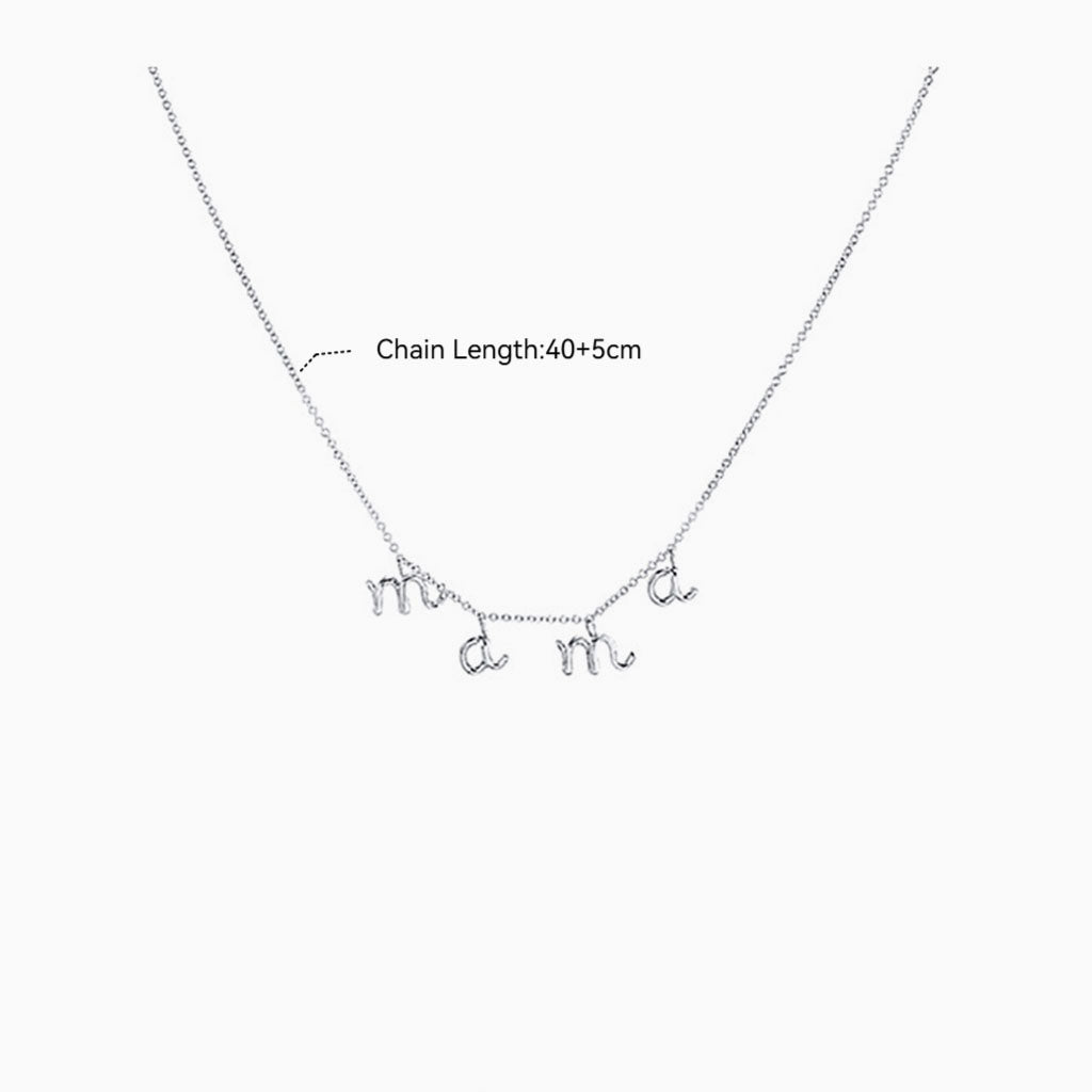 Cute Mama Spaced Necklace - Silver