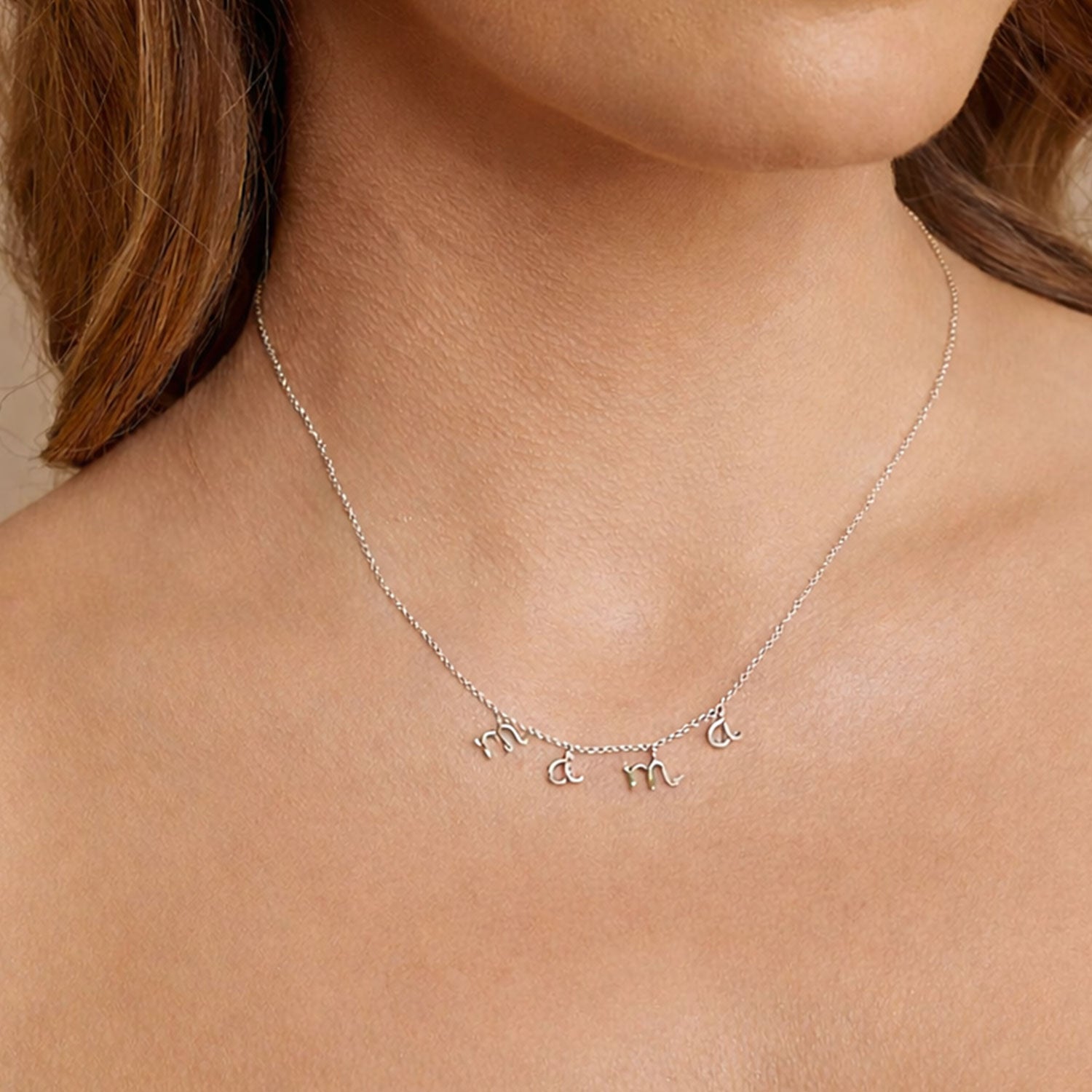 Cute Mama Spaced Necklace - Silver