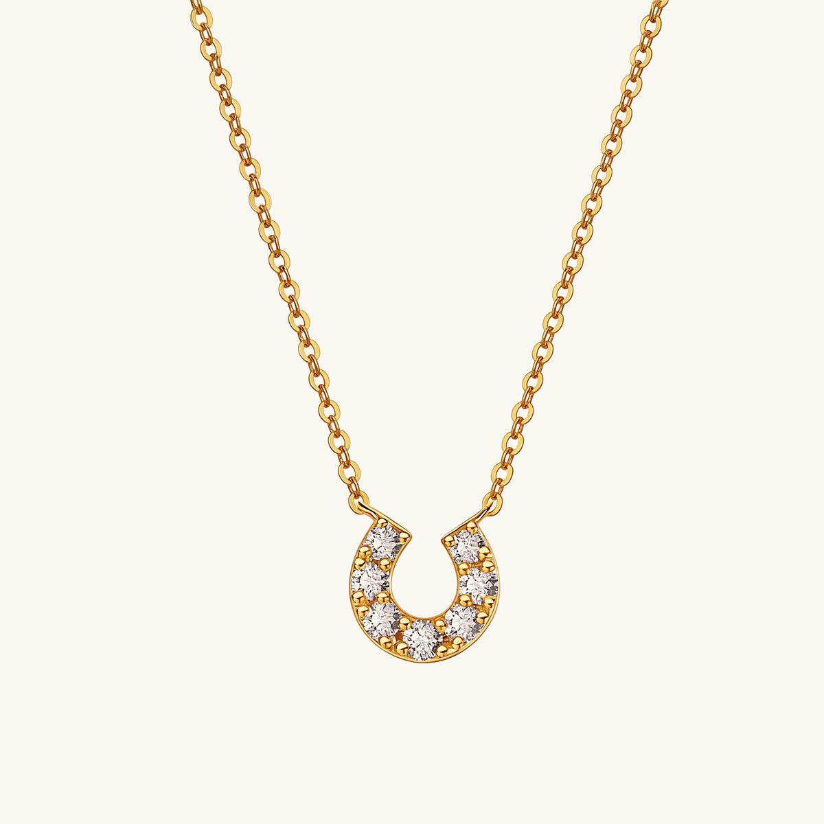Cute Moissanite Horseshoe Necklace - Gold