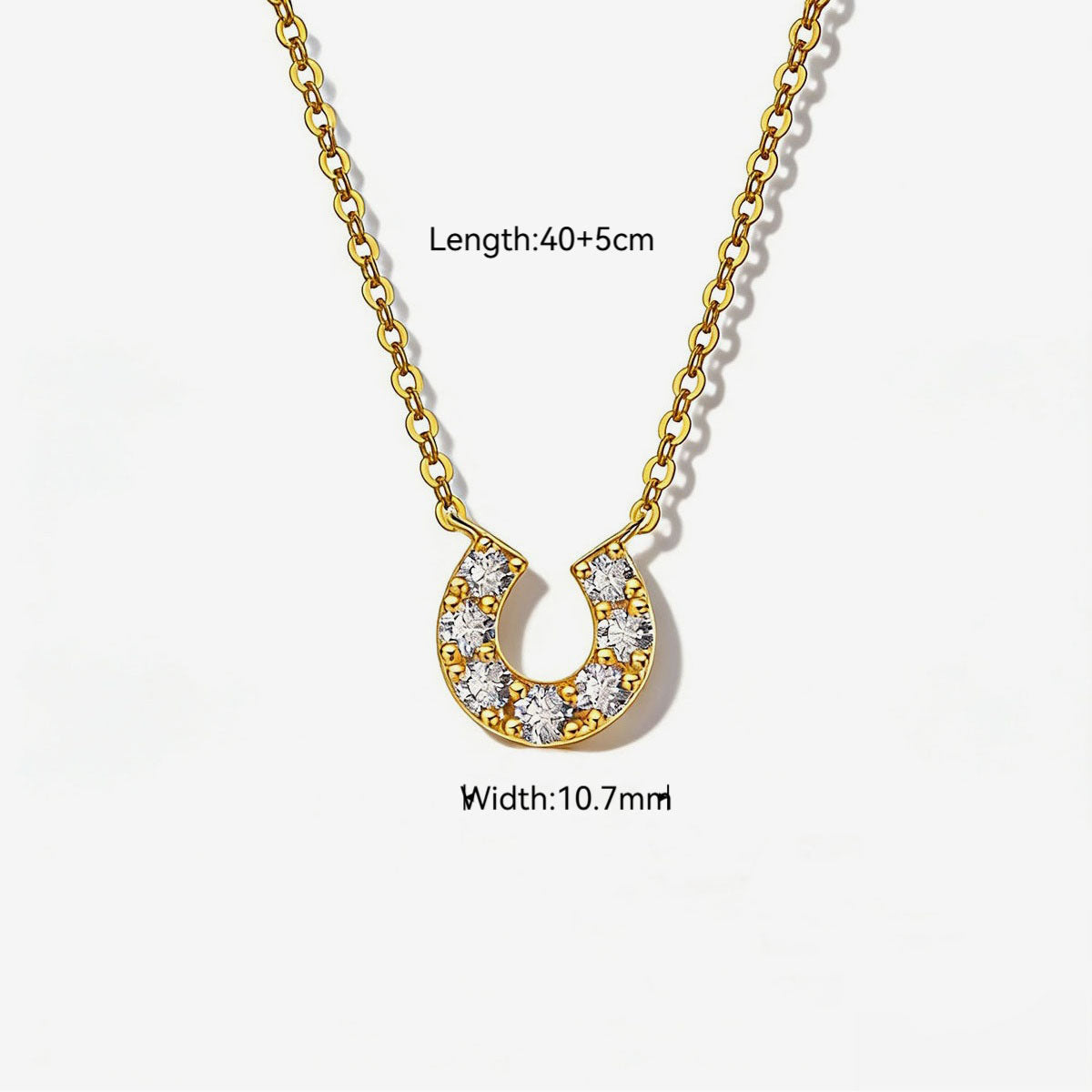 Cute Moissanite Horseshoe Necklace - Gold