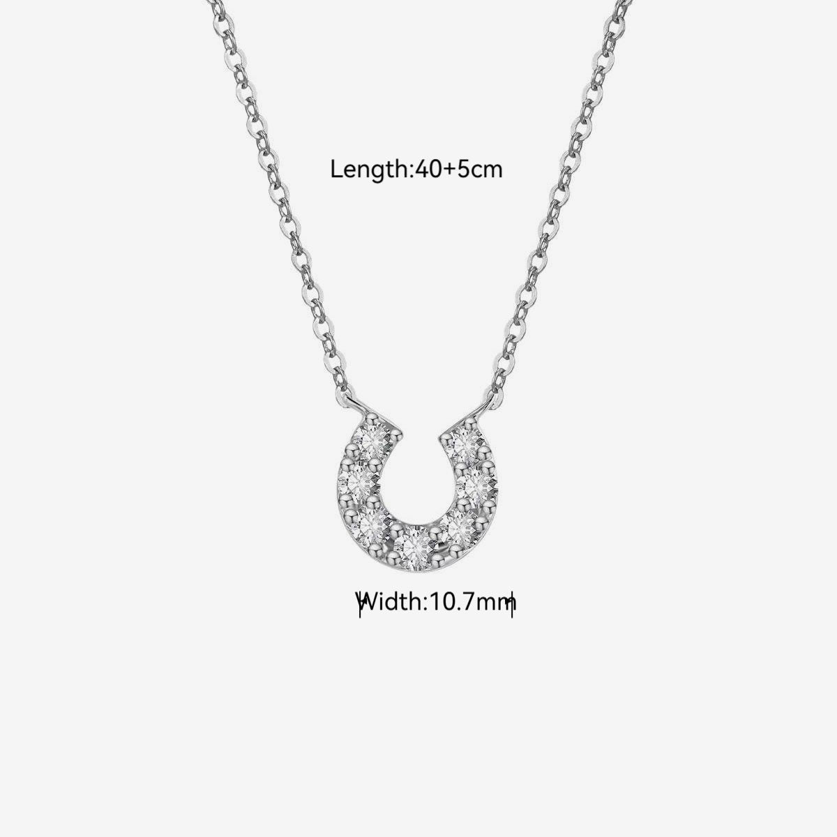 Cute Moissanite Horseshoe Necklace - Silver