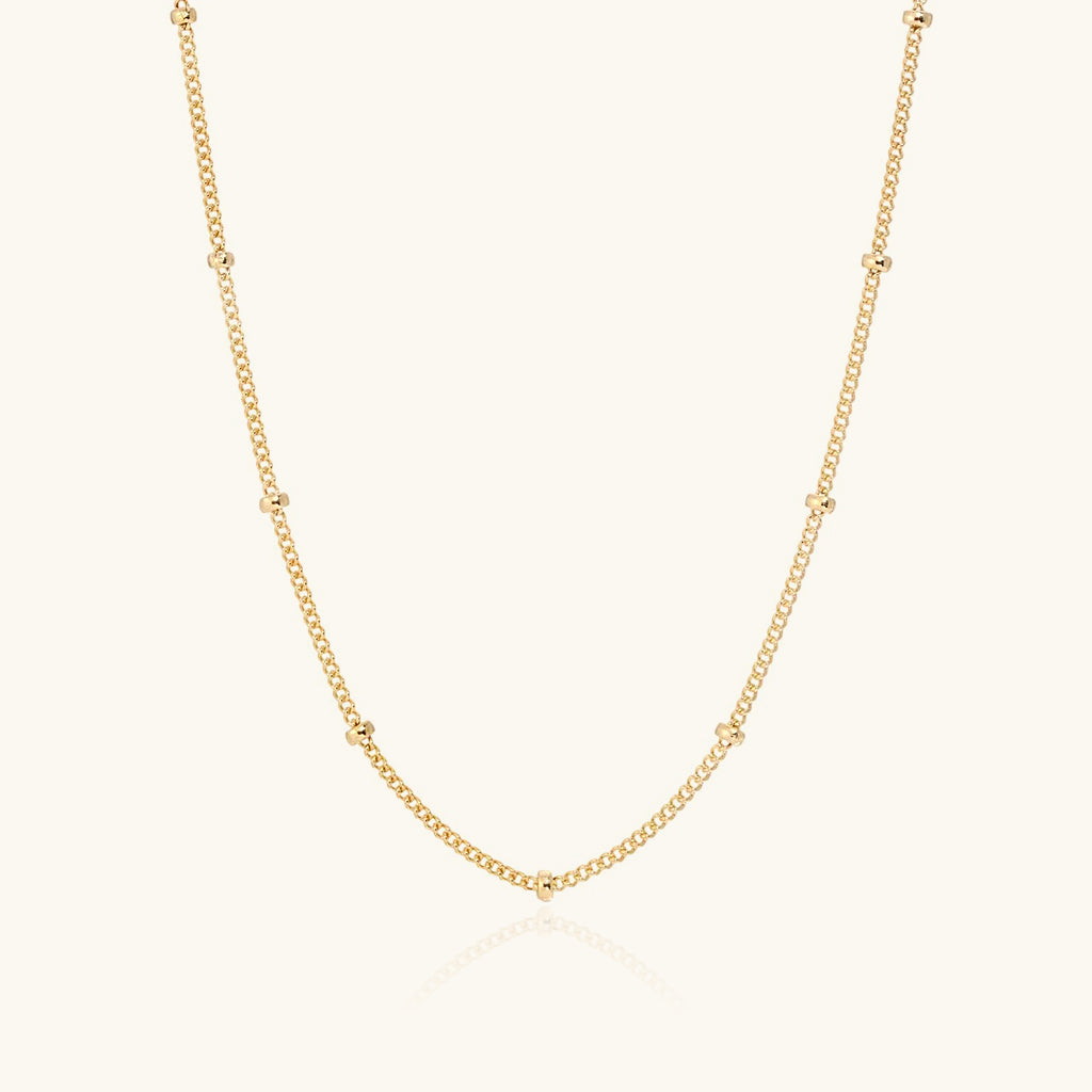 Dainty Beaded Satellite Chain Necklace - Gold