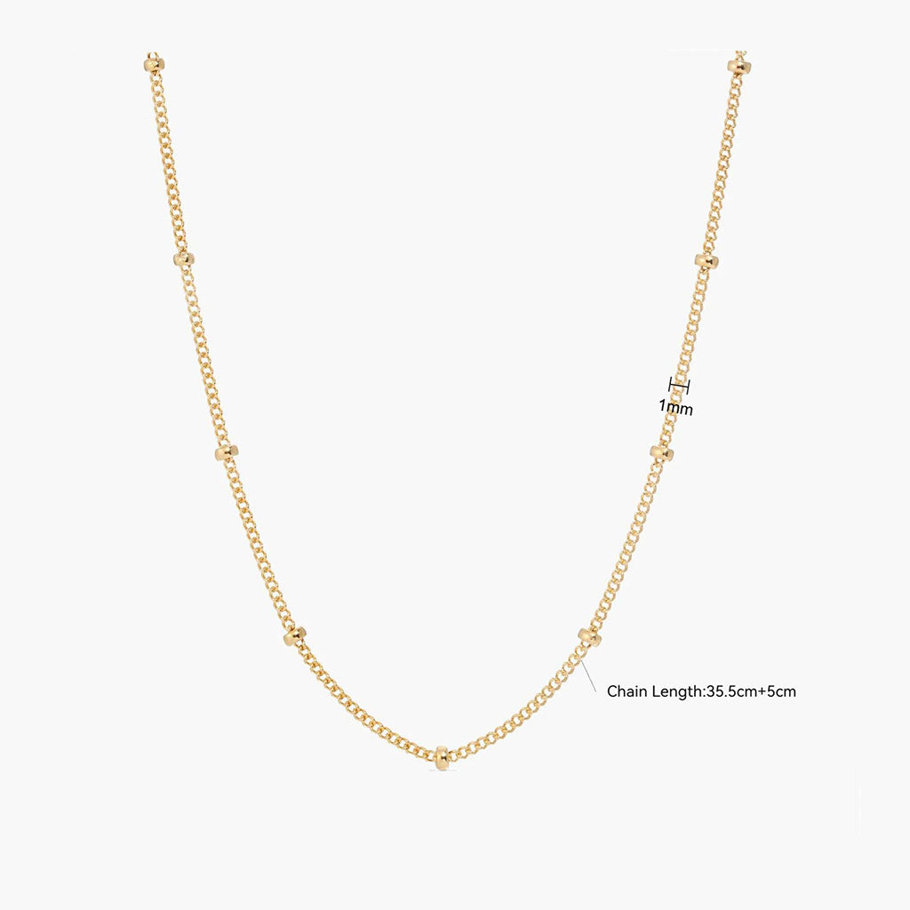 Dainty Beaded Satellite Chain Necklace - Gold