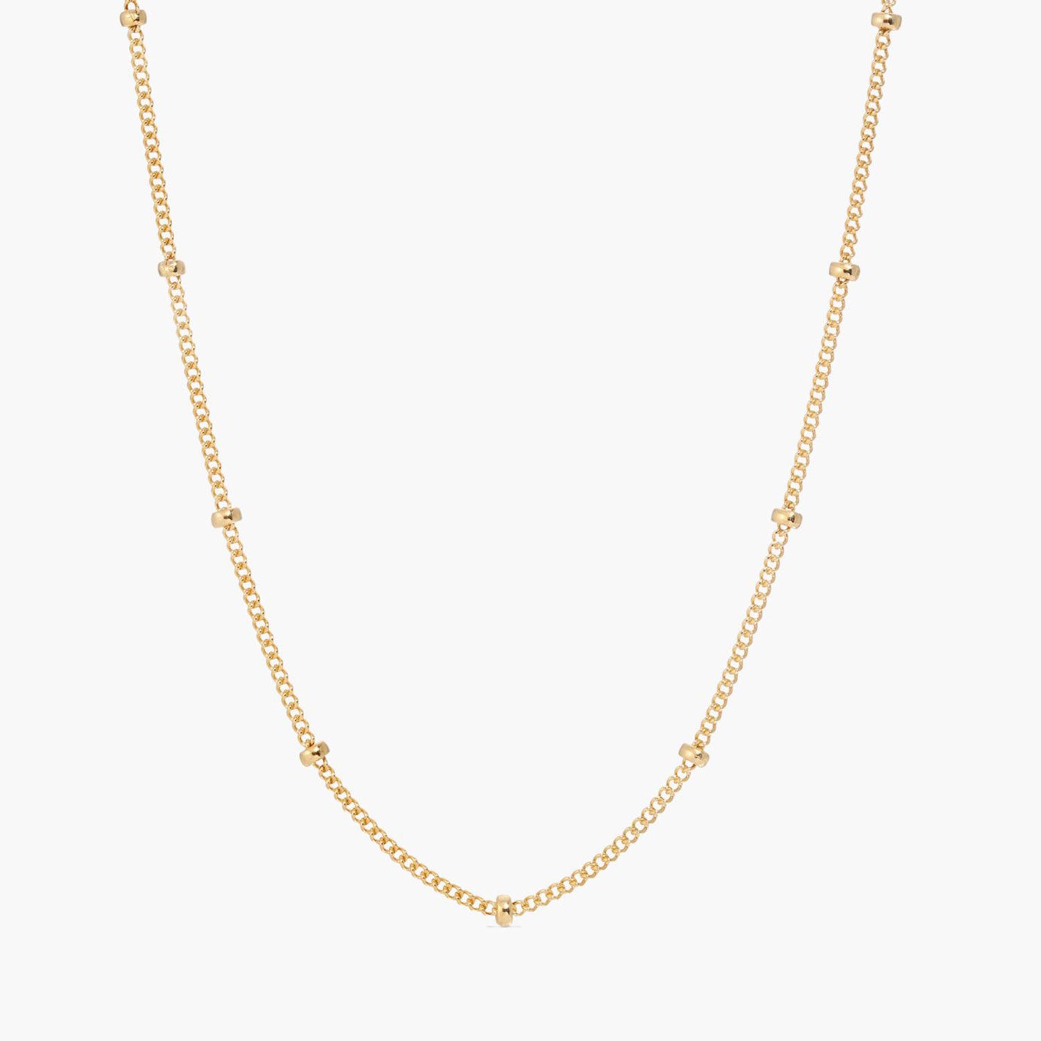 Dainty Beaded Satellite Chain Necklace - Gold