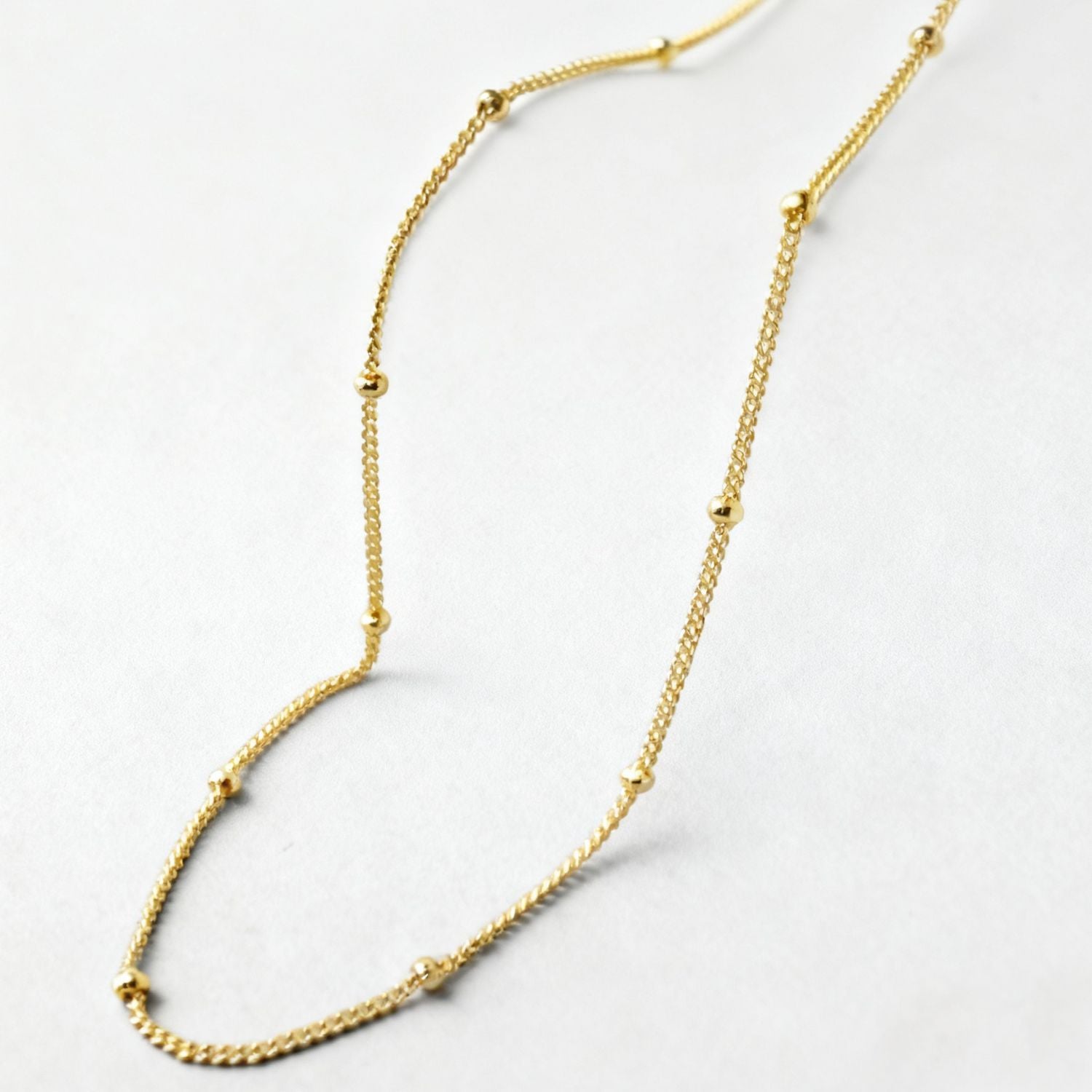 Dainty Beaded Satellite Chain Necklace - Gold