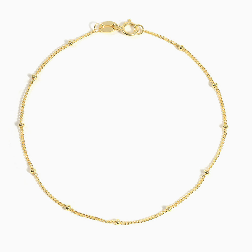 Dainty Beaded Station Bracelet - Gold
