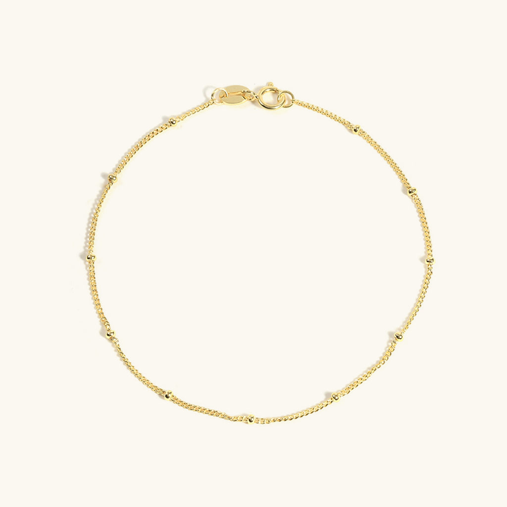Dainty Beaded Station Bracelet - Gold