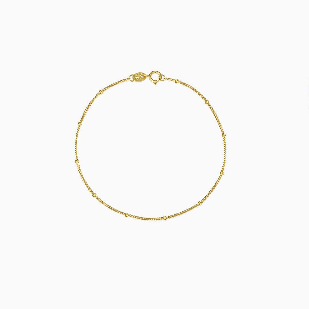 Dainty Beaded Station Bracelet - Gold
