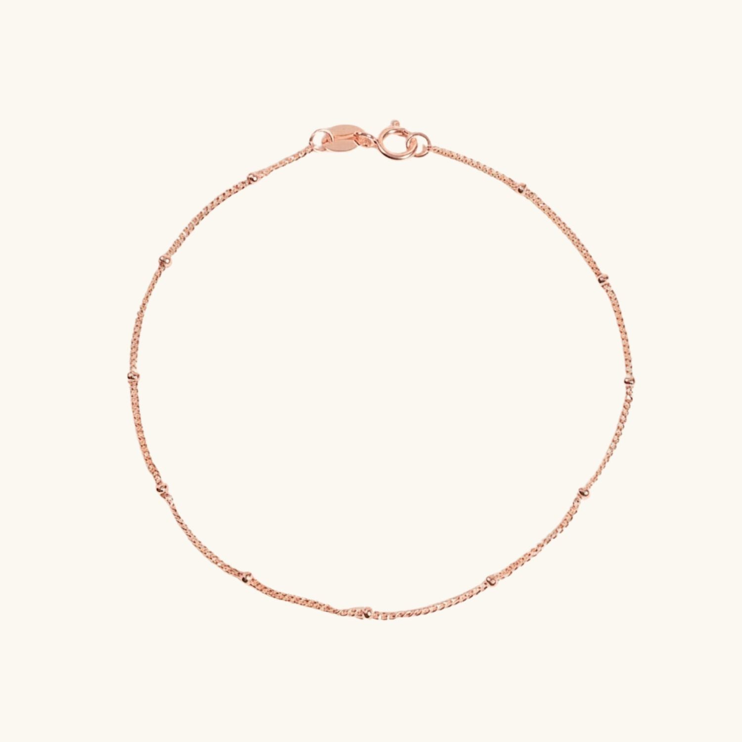 Dainty Beaded Station Bracelet - Rose Gold