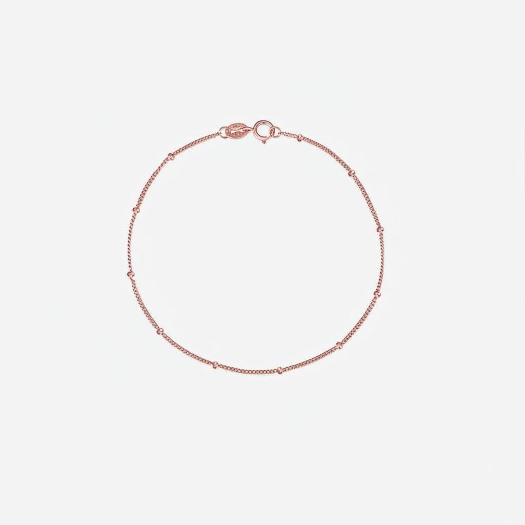 Dainty Beaded Station Bracelet - Rose Gold