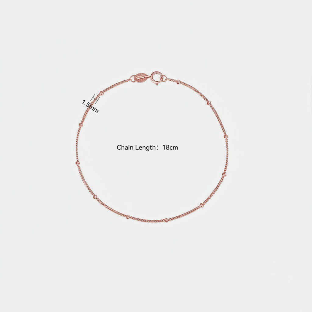 Dainty Beaded Station Bracelet - Rose Gold