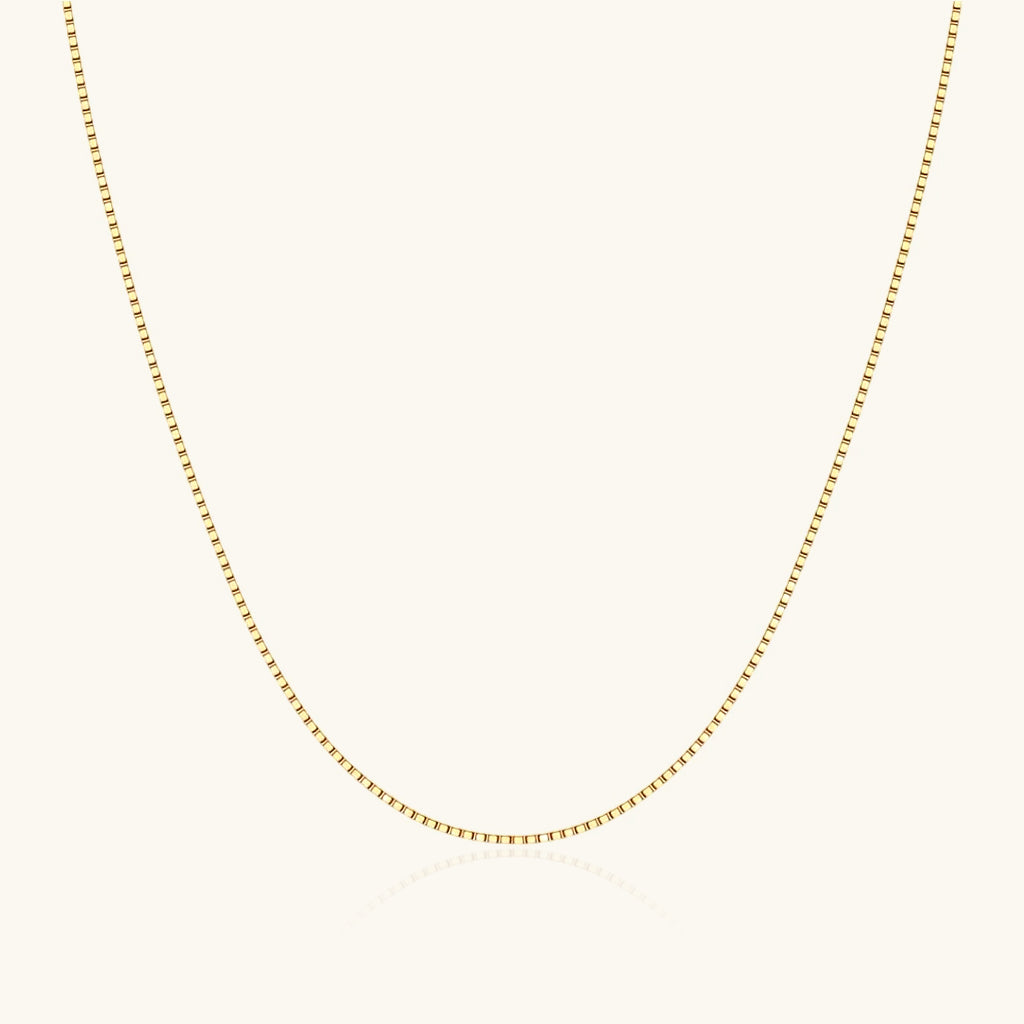 Dainty Box Chain Necklace - Gold