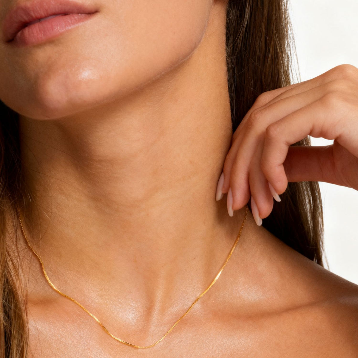 Dainty Box Chain Necklace - Gold