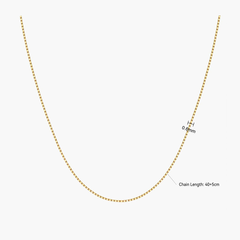 Dainty Box Chain Necklace - Gold