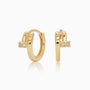 Dainty Diamond Nail Huggie Hoop Earrings - Gold