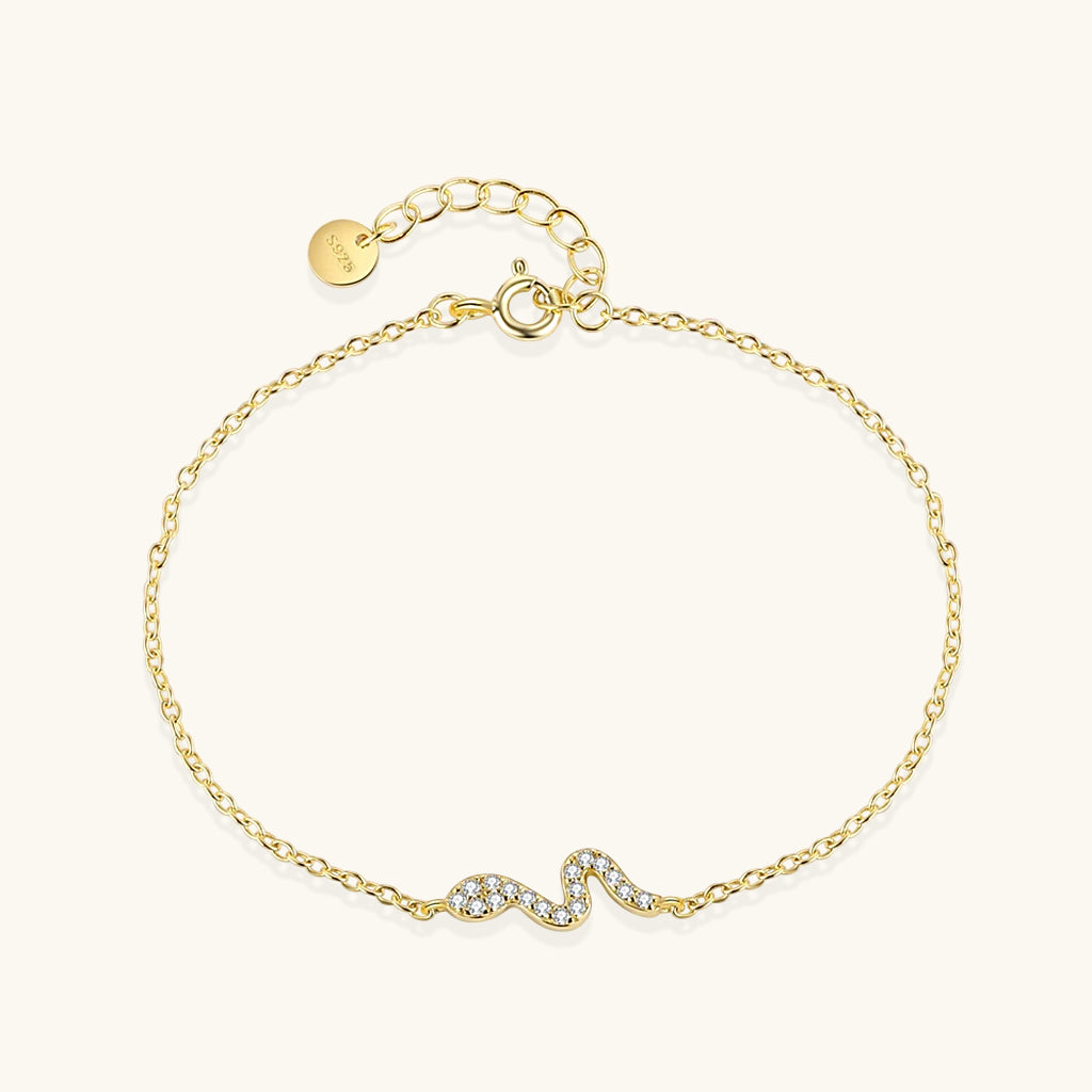 Dainty Diamond Snake Bracelet - Gold