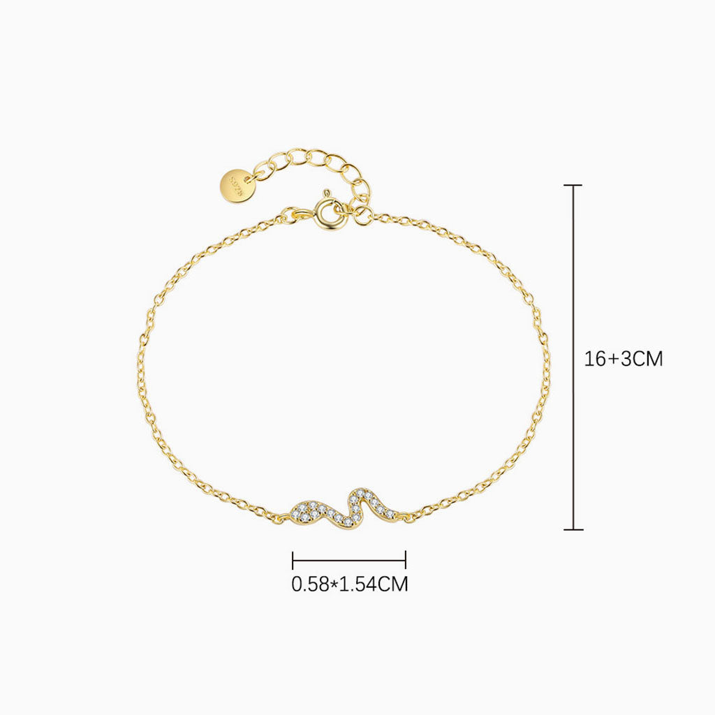 Dainty Diamond Snake Bracelet - Gold
