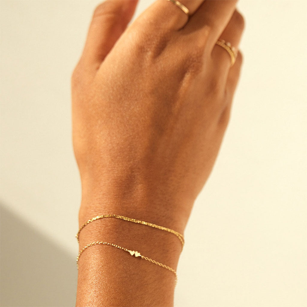 Dainty Double Heart Chain Bracelet - Gold
